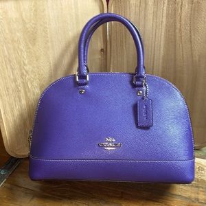 Coach Mini Sierra Leather Satchel Crossbody—purple—excellent used condition